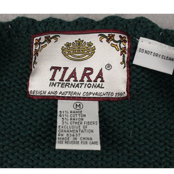 VTG Christmas Sweater Santa Womens Sz M Tiara Int. Crochet Beaded Ugly Party - Picture 3 of 11